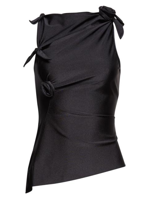 COPERNI Coperni Rosette Cutout Asymmetric Jersey Top in Black Blk at Nordstrom