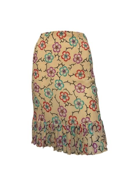 CHANEL CHANEL Spring 2001 Floral Print Pleated Hem Skirt