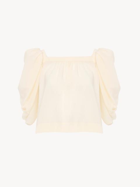 Chloé PUFF-SLEEVE PLEATED TOP IN CRÊPE DE CHINE