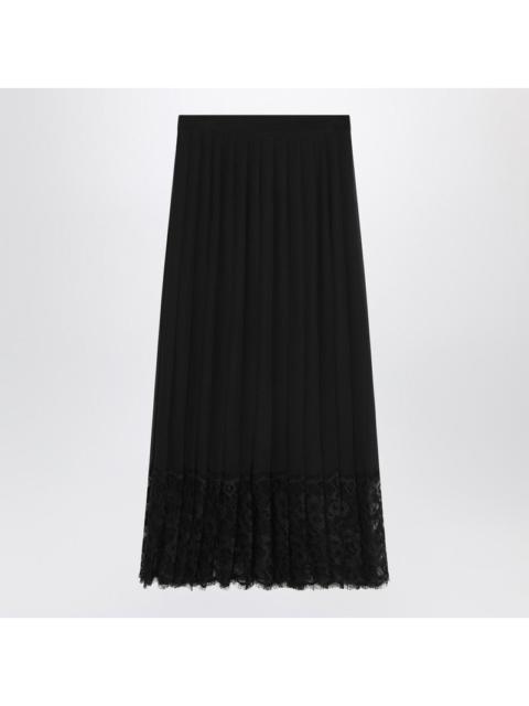 Dolce&Gabbana Gonna Midi In Chiffon And Black Lace Women