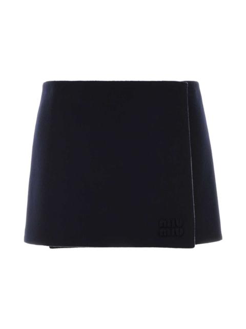 Miu Miu Midnight Blue Wool Blend Reversible Mini Skirt