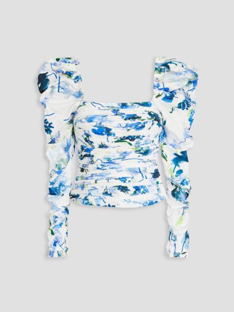 Aje. Marlene pleated floral-print cotton top