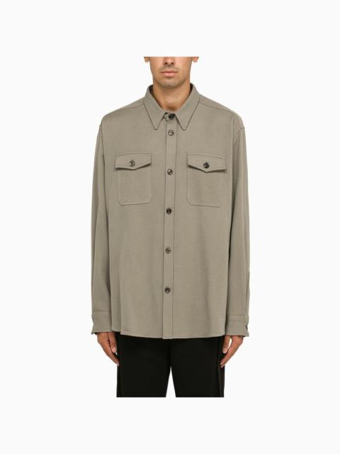 Ami Paris Shirt With Pockets In Taupe Grey Wool Men