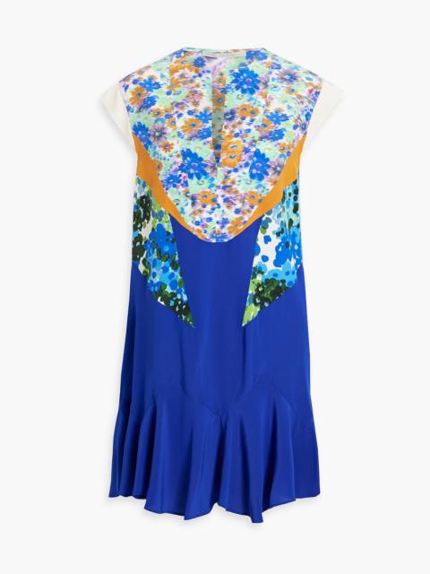 Stella McCartney Ruffled printed silk-crepe mini dress