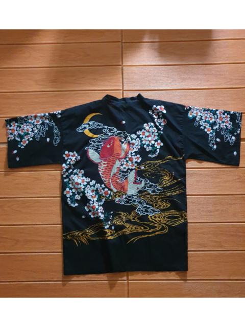 Archival Clothing - Kimono Japanese fish koi black