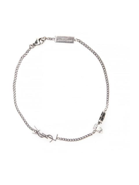 SAINT LAURENT Saint Laurent Men Bracelet 'Opyum' With Rhinestones And Charm In Silver Brass For Men