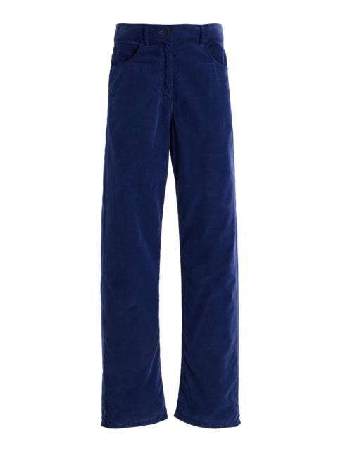 The Row Tarley Cotton Straight-Leg Pants blue