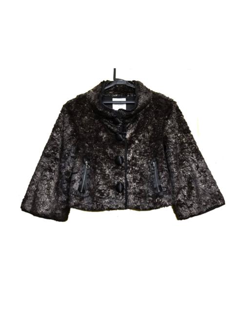 Lanvin Lavin en Bleu Hairy Faux Fur Cropped Jacket