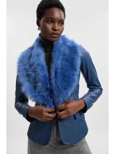 KAREN MILLEN Leather And Shearling Collar Blazer