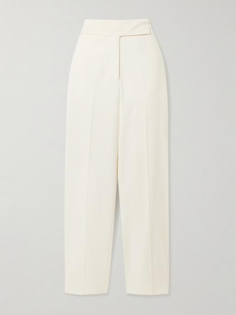 JOSEPH Aix Satin-trimmed Crepe Tapered Pants