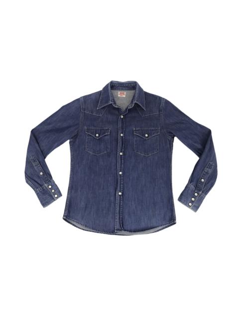 Other Designers Edwin - Vintage Edwin Brand Western Denim Flannel Snap Button Shirt