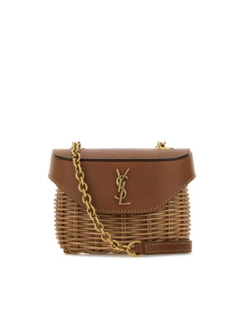 SAINT LAURENT Saint Laurent Two-Tone Wicker And Leather Mini Box June Crossbod