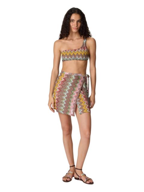 Missoni Missoni Mini Pareo Skirt In Lamé Viscose With Macro Zigzag Pattern in Black & Multicoloured at Nords