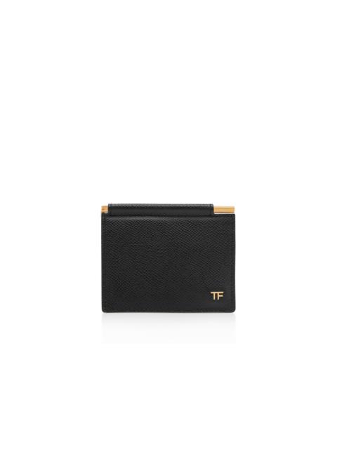 TOM FORD SMALL GRAIN LEATHER FOLDING MONEY CLIP CARDHOLDER