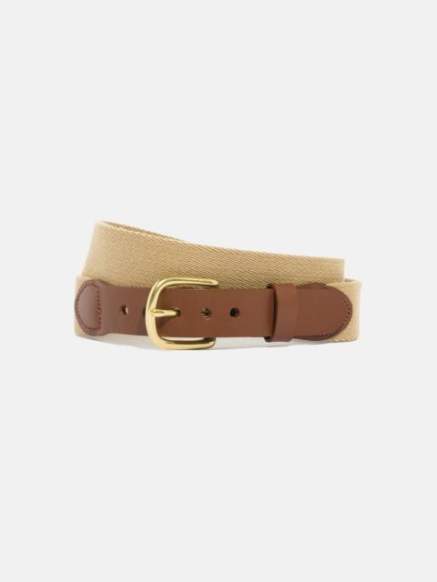 J. PRESS MADE-IN-USA SOLID KHAKI SMOOTH BELGIAN WOOL SURCINGLE BELT