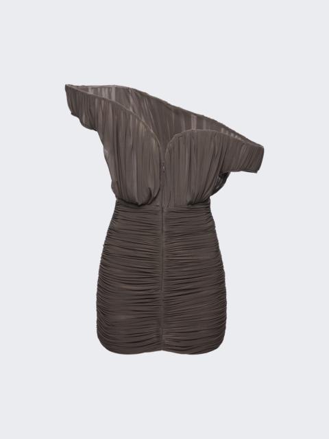 MAGDA BUTRYM Asymmetrical Petal Mini Dress Brown