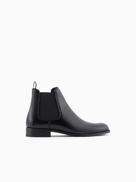 GIORGIO ARMANI Antique-effect leather ankle boots