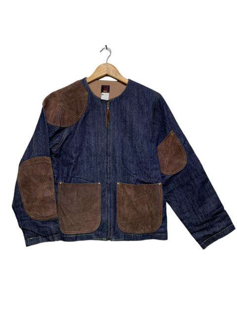 🔥NEPENTHES DENIM JACKETS WITH LEATHER PATCHWORK