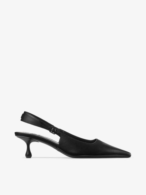 JIMMY CHOO Amel 50
Black Nappa Leather Sling Back Pumps
