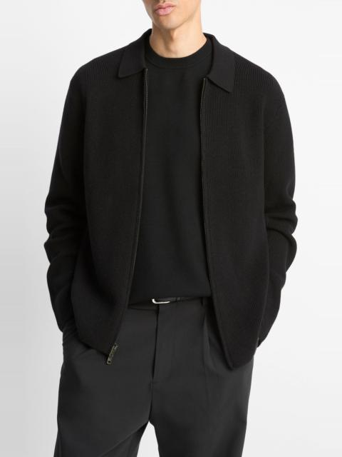 Vince Vince Wool Blend Zip Cardigan in Black at Nordstrom