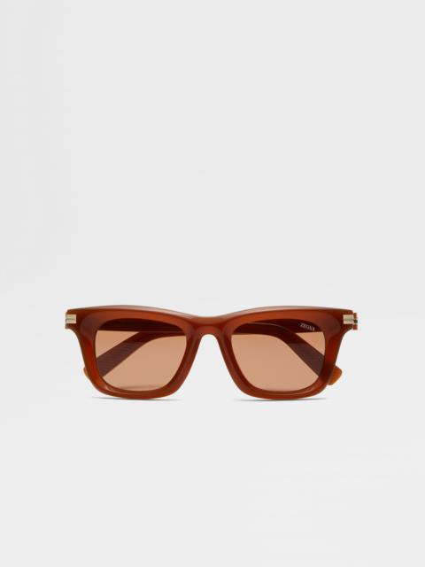 ZEGNA BROWN ACETATE SUNGLASSES