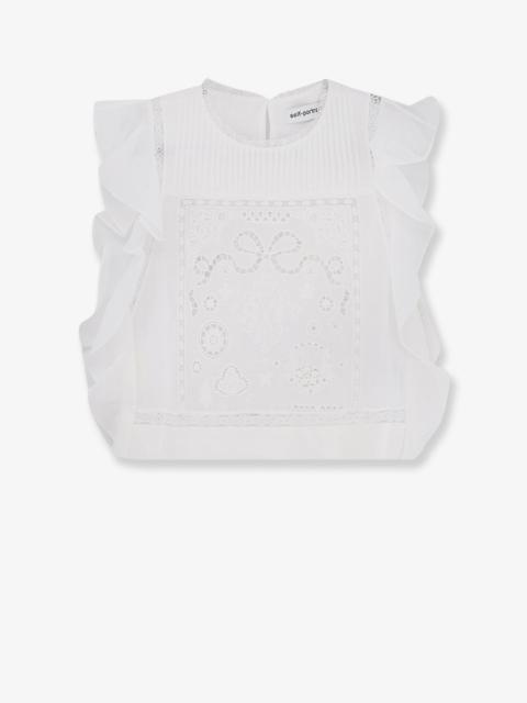 self-portrait Self-Portrait Ramie Top with Lace Inserts White