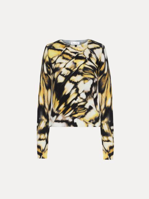 Oscar de la Renta ABSTRACT BUTTERFLY PRINTED CARDIGAN
