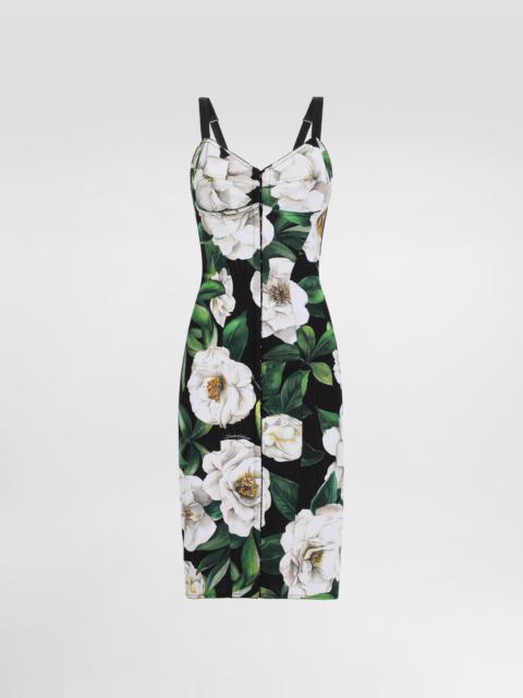 Dolce & Gabbana Stretch marquisette midi dress with gardenia print