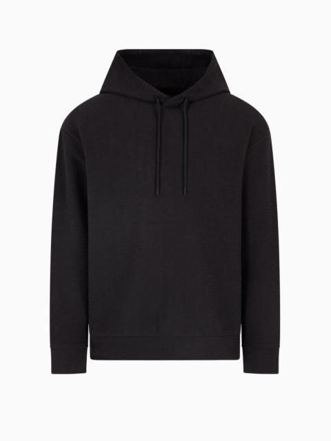 EMPORIO ARMANI ASV JERSEY-LYOCELL BLEND HOODED SWEATSHIRT WITH ALL-OVER LETTERING