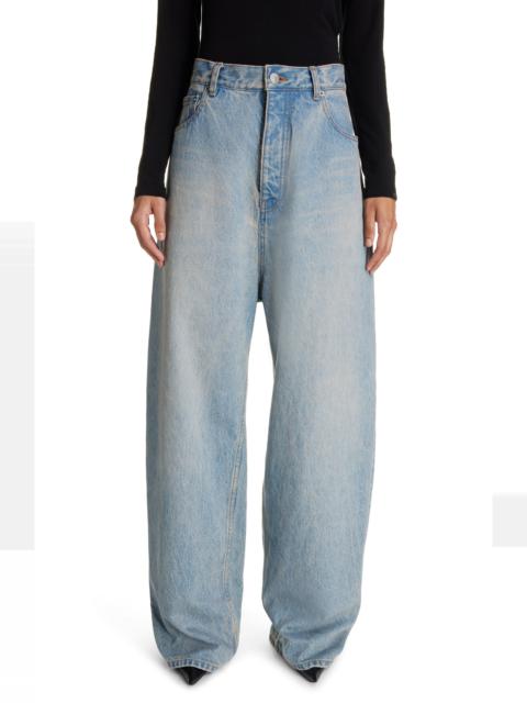 BALENCIAGA Balenciaga Baggy Straight Leg Jeans in Light Indigo/Madder at Nordstrom