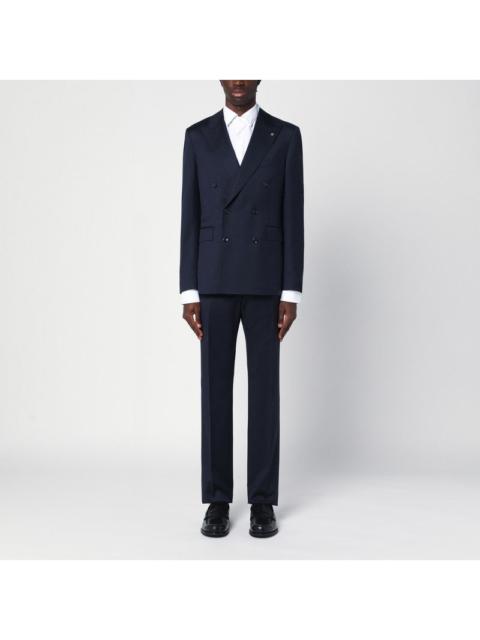 TAGLIATORE - Tagliatore Navy Blue Double-Breasted Wool Suit Men