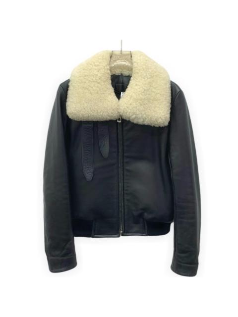 BALENCIAGA Balenciaga Sheepskin Zip Long Sleeve Leather Jacket Black