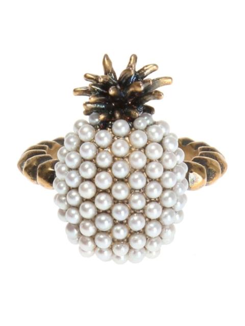 GUCCI Gold Pearl Pineapple Ring