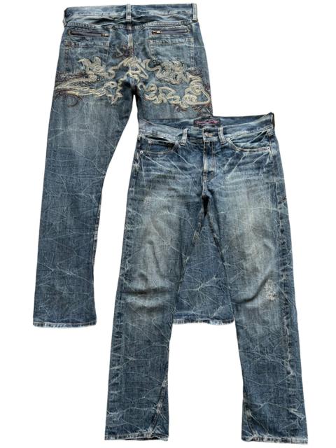 Other Designers Japanese Brand - Sukajan Japan Embroidered Punk Logo Denim Jeans 34x31