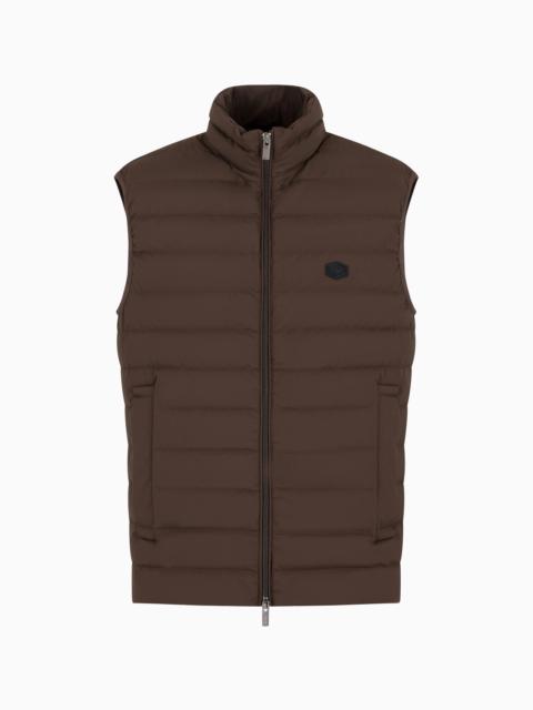 EMPORIO ARMANI Sleeveless full-zip down jacket in quilted nylon with eagle logo patch