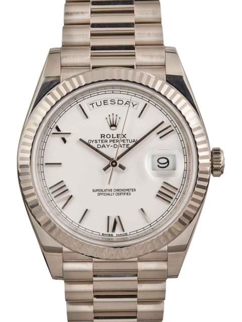 ROLEX Pre-Owned Rolex Day-Date 40 Ref 228239 White Roman Dial