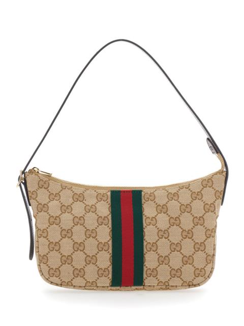 GUCCI Gucci Men Tote Bag 'Lunetta' With Web Detail On The Front And Top Handle In Gg Canvas Beige Men