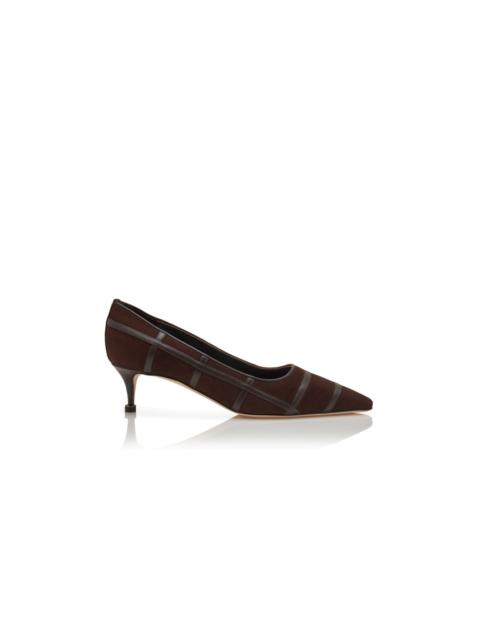 Manolo Blahnik Dark Brown Suede Crossover Detail Pumps