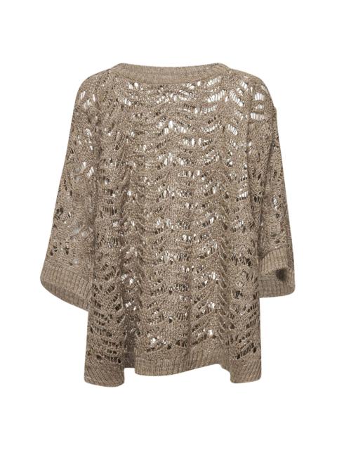 Brunello Cucinelli Brunello Cucinelli Women Beige Knit Dazzling Cape