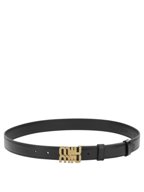 Miu Miu Miu Miu Leather Belt With Logo Black