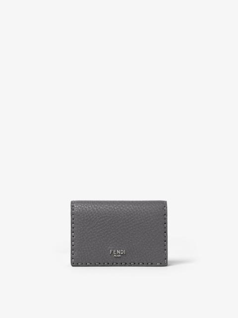 FENDI Card Holder Selleria Asphalt gray and pink Selleria card case with 102 hand-sewn stitches