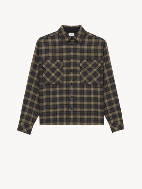 SAINT LAURENT EMBROIDERED OVERSHIRT IN WOOL CHECK