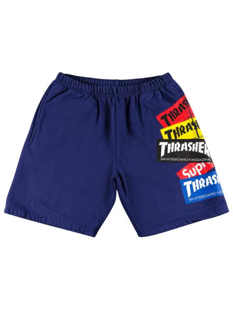 Supreme Supreme Thrasher Multi Logo Sweatshort Washed Navy