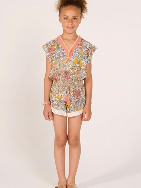 Poupette St Barth Short Jumpsuit Sasha for girls - Yellow Nusa