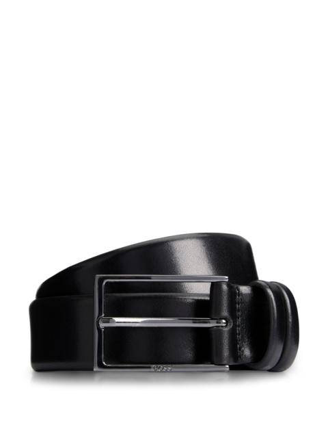 BOSS VEGETABLE-TANNED LEATHER BELT WITH GUNMETAL HARDWARE