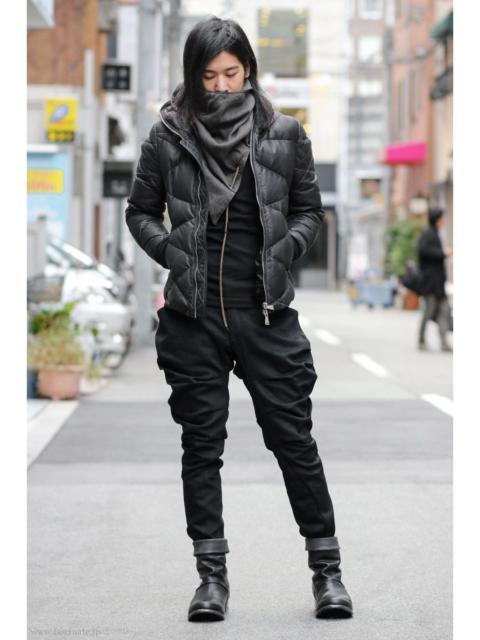 Other Designers 10Sei0otto Black Guidi Leather Overlock Puffer Down Jacket