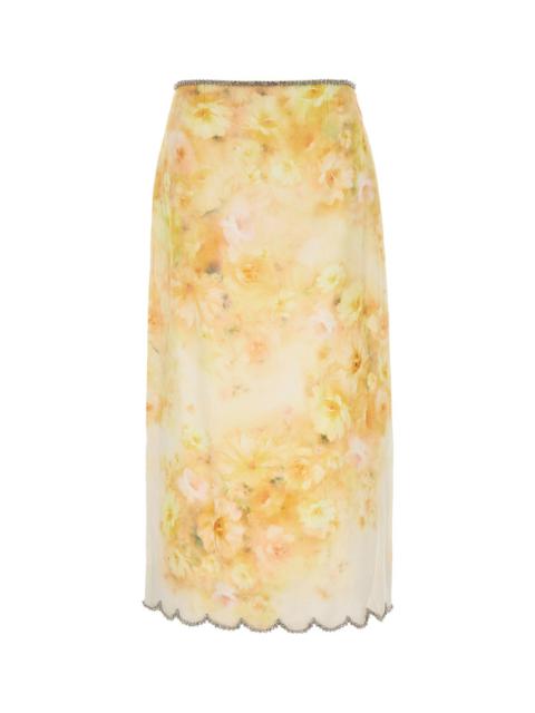 Zimmermann Printed linen Crush skirt