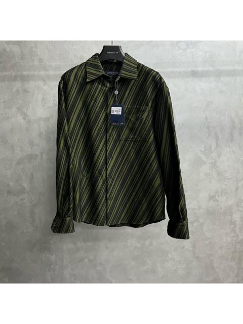 Louis Vuitton Louis Vuitton Dark Green Striped Square-Neck Single-Breasted Long-Sleeve Shirt