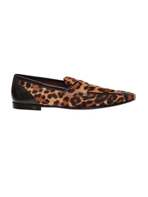 Dolce & Gabbana Leopard Print Pony Hair Loafers