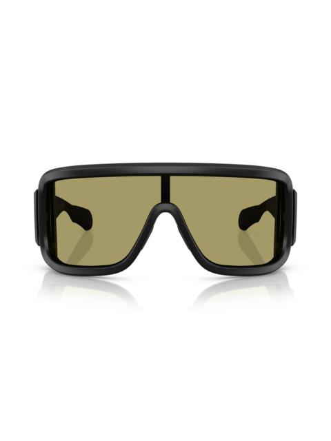 Moncler Moncler 142mm Rectangular Shield Sunglasses in Matte Black at Nordstrom